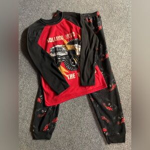 Wonder Nation Red and Black Pajama Set with Raglan Sleeves